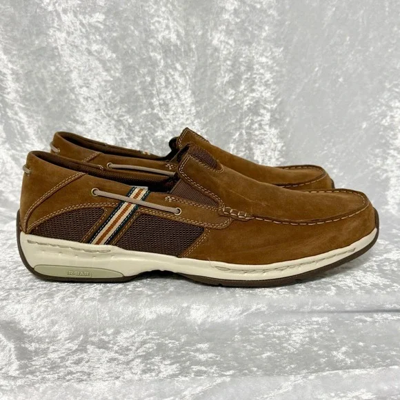 Dunham Mens Size 14/EE Windward Brown Leather Boat Shoes Slip On Loafers Wide - Picture 4 of 11